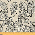 Feelyou Leaves Upholstery Fabric by The Yard, Vintage Leaf Geometric Outdoor by Feelyou