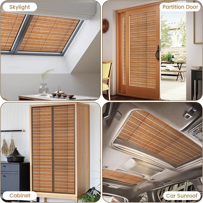 DKTIE Wooden Blinds Pattern Decorative Window Privacy Film, Sun Blocking Heat - Image 4