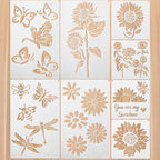 8 Pieces Sunflower Butterflies Painting Stencils Flower Butterfly Stencil Kit by Zonon