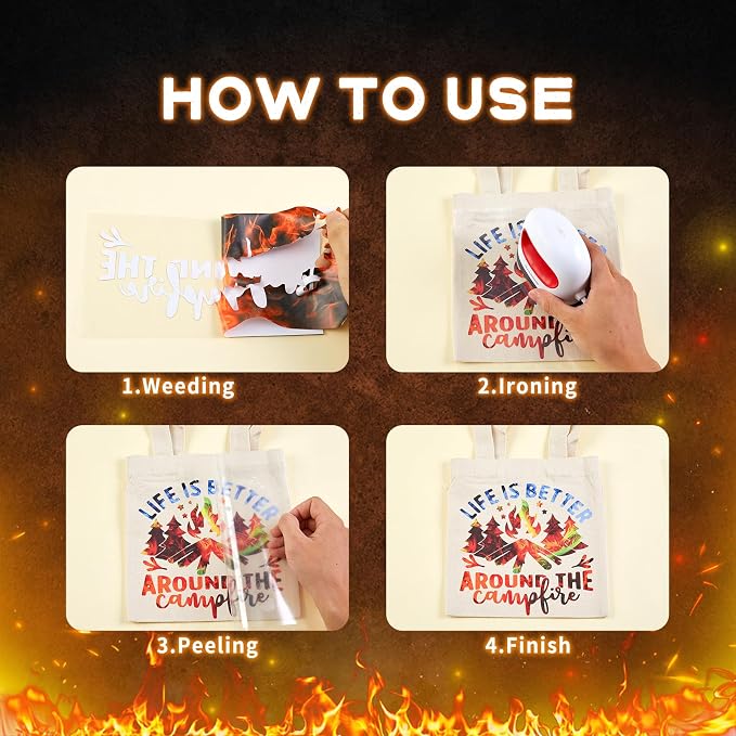 Tintnut Orange Black Flame Heat Transfer Vinyl Roll, stretch washable, heat - Image 4