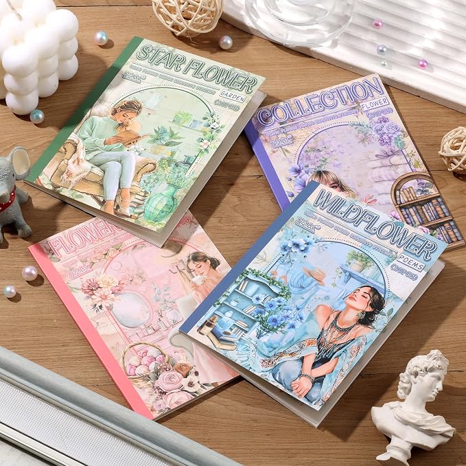 4 Book for Girls Scrapbooking Stickers Pre-Cut 480 washi Stickers PET People - Image 2