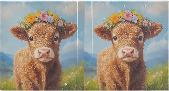 Highland Cow Round Ring Binders 1.5 Inch Cowboy Flower 3 Ring Clipboard Binder - Image 2
