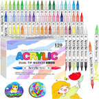120 colors Acrylic Paint Markers, 60 Pack Automatic Ink ControlSoft Brush by AcrylicAura