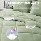 Love's cabin California King Comforter Set Sage, 7 Pieces California King Bed - Image 5