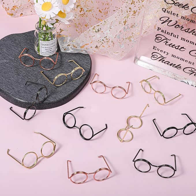 20 Pcs Doll Glasses, Mini Glasses Doll Dress Up Accessories, Mini Metal Wire - Image 6