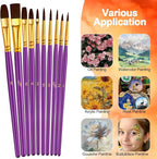 Paint Brushes Set, 5 Pack 50 Pcs Round-Pointed Tip Paintbrushes Nylon Hair - Image 2