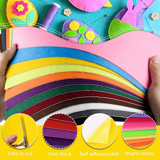 Morcheiong 12 Pcs Self Adhesive Felt Sheet Soft Felt Sheets - Image 3
