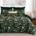Yiran Floral Full Size Comforter Set, 7 Piece Dark Green Comforter Bedding Set by Yiran
