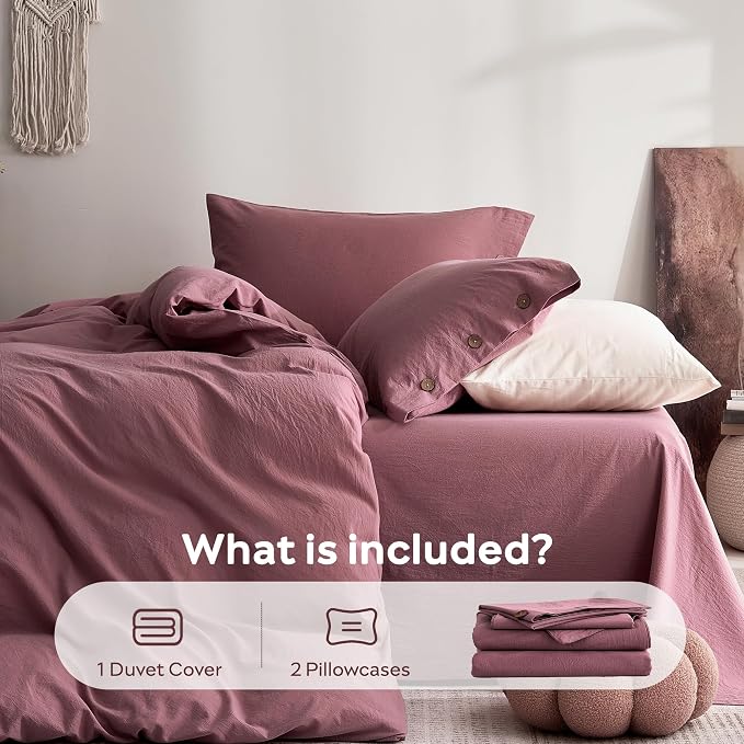 JELLYMONI 100% Washed Cotton Duvet Cover King – Soft, Breathable Linen-Look - Image 7