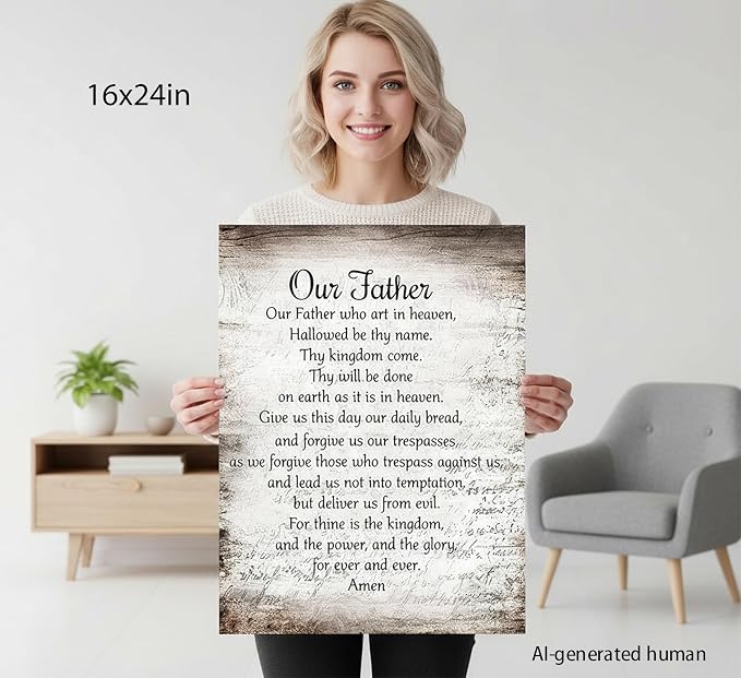 YOXORDQ Our Father Prayer Canvas Wall Art-Canvas Wrapping 16x24in | Christian - Image 6