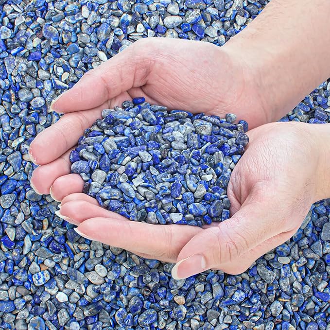 0.88 Lb Lapis Lazuli Crushed Stones Aquarium Gravel Rocks Bulk, Natural Healing by EZEELAI
