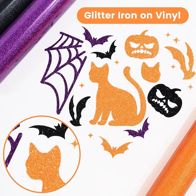 Purple Glitter HTV Heat Transfer Vinyl, Glitter Iron on Vinyl Roll 10" x8ft | - Image 4