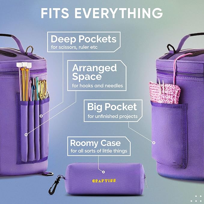 CRAFTISS Crochet Bag Organizer & Yarn Storage Bag, Knitting Bag and Yarn Holder - Image 4