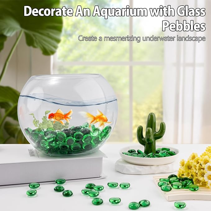 Green Glass Marbles, 0.97 LB Transparent and Smooth Flat Glass Beads - Image 4