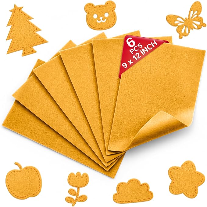 Gold Soft Felt Sheets for Crafts, 1.6mm Thick, Kids' Crafts, DIY Projects by Grainear
