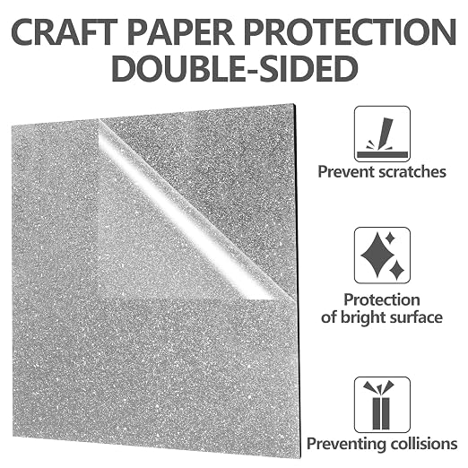 3 Pcs Glitter Silver Glossy Acrylic Sheets, 7.87 x 7.87 x 1/10 Inch Laser - Image 2