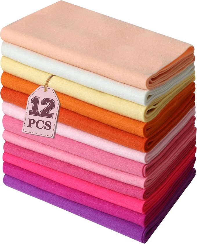 HaoFeiJH 12 Rolls 8"x20" 1.6mm Thick Soft Felt Fabric Sheets – 12 Assorted by HaoFeiJH
