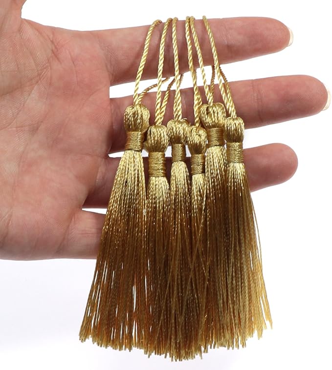 VAPKER 100 Pieces Light Gold 13cm/5-Inch Silky Handmade Soft Tassels Floss - Image 4