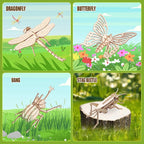 ELX Wooden 3D Puzzles for Kids 6+, 8 Piece Set Insect Animal Models, Wood - Image 4