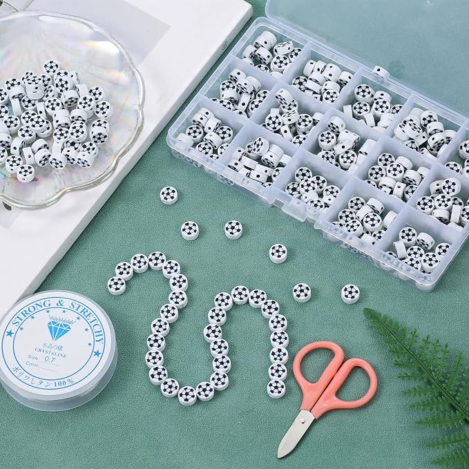 100pcs Sports Polymer Clay Beads Football Beads DIY Jewelry Making - Image 3