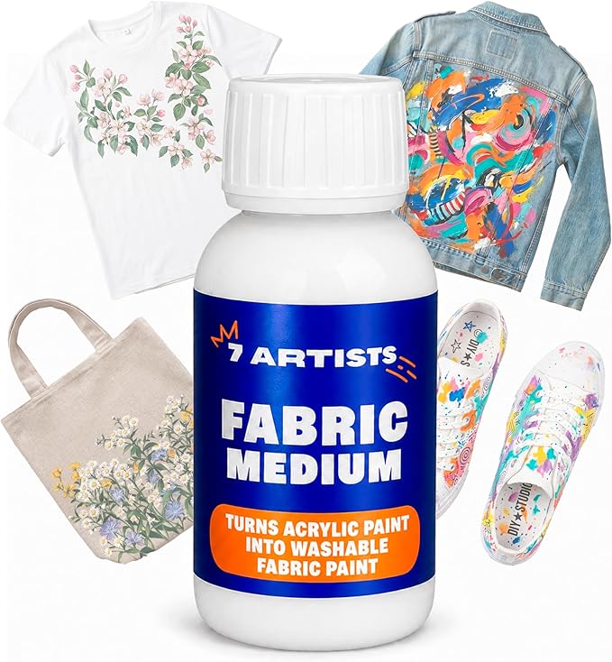 Fabric Medium for Acrylic Paint 4.2 fl oz – Turn Acrylics Into Washable Fabric by 7+Artists