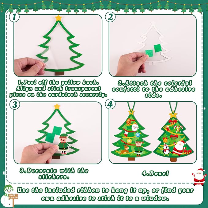 Renbuzhu 40PCS Christmas Crafts Bulk: Xmas Tree Paper Suncatchers DIY Kit - Image 5