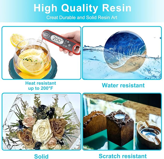 Teexpert Epoxy Resin Crystal Clear: 64OZ Epoxy Resin kit Fast Curing Heat - Image 4