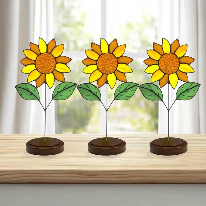 Stained Glass Flowers, Stained Glass Sunflower - Image 6