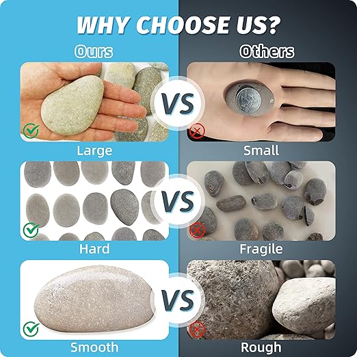 DALTACK 20 Pcs Large Rocks for Painting, Natural River Rocks, Flat River Rocks - Image 3
