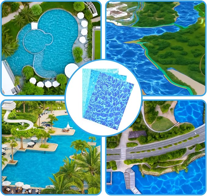 Ripple Water Sticker 6 Sheets Self Adhesive Ocean Diorama Supplies Paper | - Image 3