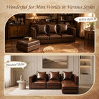 iLAND Dollhouse Furniture Sectional Dollhouse Couch Set Brown Faux Leather Sofa - Image 5