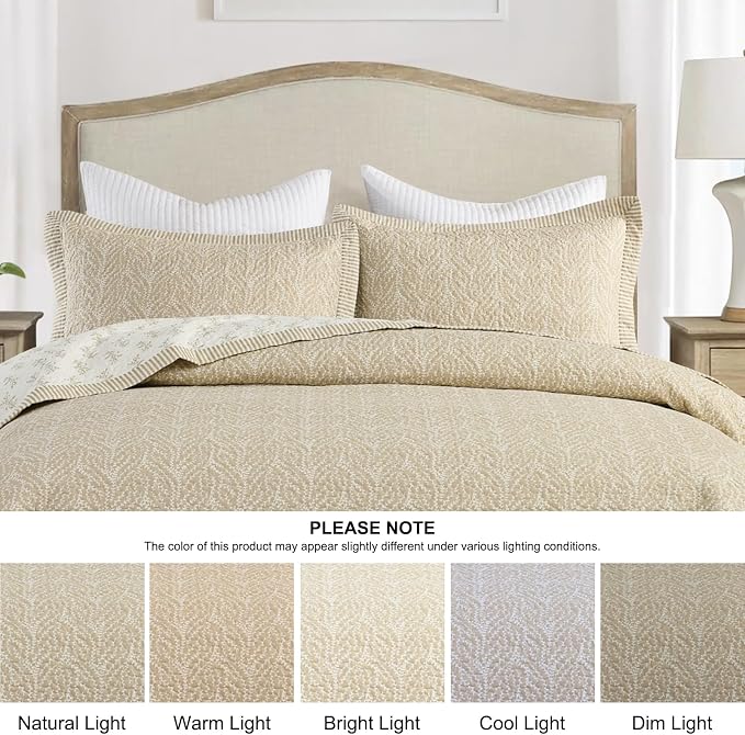 SahSahCasa Quilt Set King Size, 100% Cotton Quilt Bedding Set Bedspread - Image 9