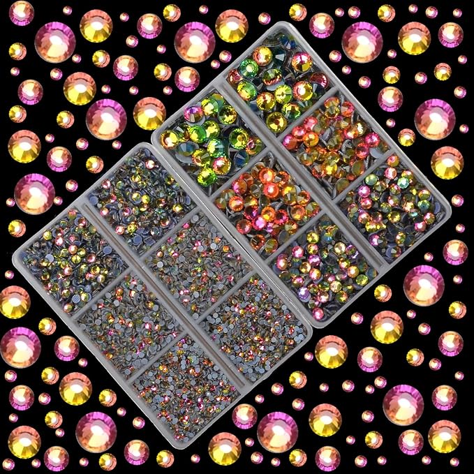 10000Pcs 2-Boxes Mixed Size Hot Fix Round Crystals Gems Glass Stones Hotfix - Image 2