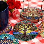 TDOOW Diamond Art Painting Coasters 8 Pcs Colorful Tree Diamond Art Coasters - Image 2