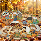 LWZAYS 8 Pcs 5D Autumn Scarecrow Diamond Art Coasters Kits - Image 4