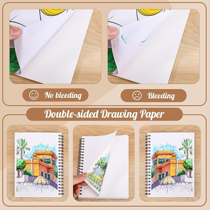 3 Pack Marker Paper Pad, 5×7in Double Sided Bleedproof Sketch Pad, 135lb/200gsm - Image 5