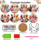 Zythron 8 Pack Diamond Art Coasters, Chicken Diamond Painting Coasters Kits | - Image 2
