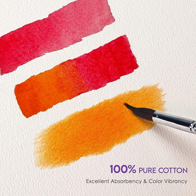 KOVIEDE 100% Cotton Watercolor Paper Pad 3 Pack Cold Press 140lb/300gsm Spiral - Image 3