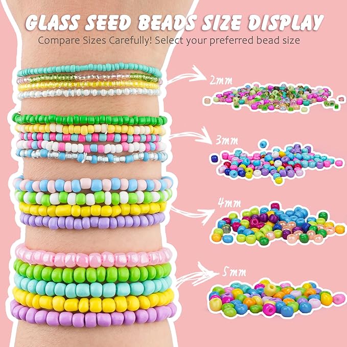 5mm Glass Beads Bracelet Making kit, 96 Colors 12800pcs Glass Seed Beads - Image 3