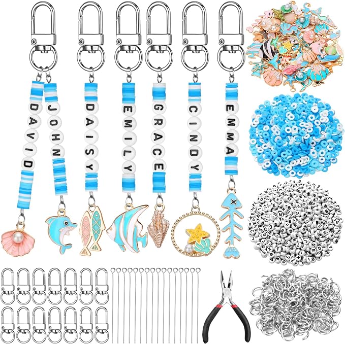 Tondiamo 2823 Pcs Ocean Keychain Making Kit Seashell Bag Charm Beach DIY Craft by Tondiamo