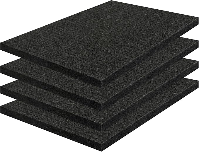 4 Pack Pick and Pluck Foam Sheets 16x12x0.5 Inch, Pre-Cut Grid Foam by PINGMIC