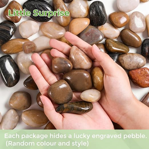 SIDONG 5 lbs Mixed River Rocks, 1.2-2 Inches Highly Polished Pebbles - Image 2