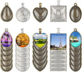 60 Pieces 5 Styles Pendant Trays 30pcs Round & Square & Heart & Teardrop & Oval by HOMEIDOL