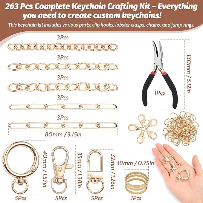 selizo 263Pcs Charms Lip Gloss Keychain Making Kit, DIY Craft Supplies - Image 3
