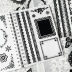 130 Pcs Vintage Black White Lace Scrapbook Stickers - Image 5