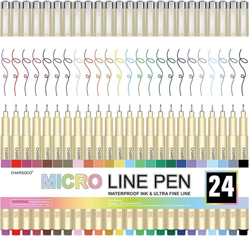 05 Micro Pen, Waterproof Archival Ink, 0.48mm Fineliner Ink Pens by CHARSOCO