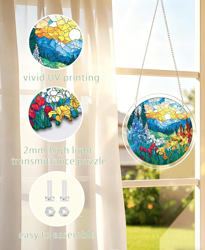 Acrylic Puzzle Suncatcher, Sunrise Sea Flowers Sun Catcher - Image 7