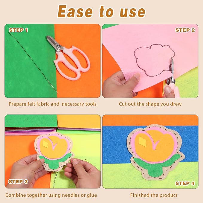 40 Pcs Stiff Felt Fabric Sheet for Crafts, 1mm Thick and 12”x12”Black Felt - Image 3