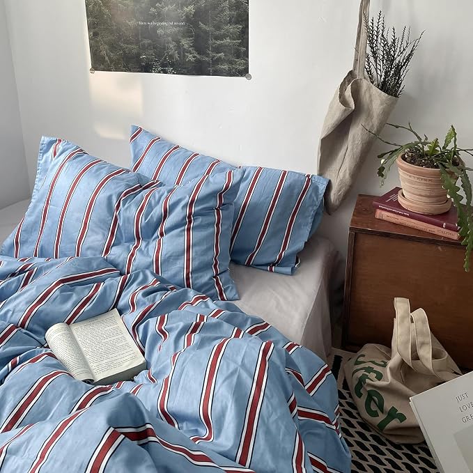 mixinni Vintage Striped Blue Duvet Cover King - Image 5