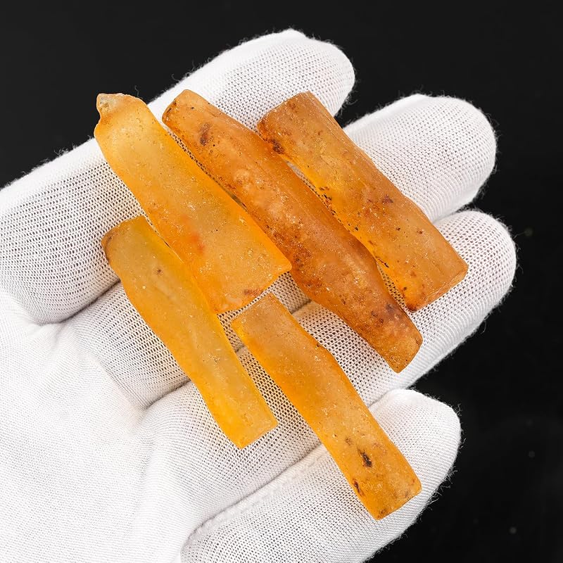 ColouredRocks 5pcs Long Amber Crystals, Raw Stones, Rough Gemstones, Jewelry - Image 4